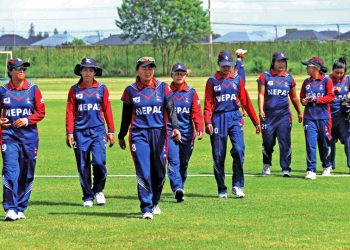 Nepal womens national team members returning to pavilion after bowling against Thailand during the practice match in Bangkok on Thursday, November 24, 2016.Nepal, who are in Thailand to participate in the ACC Womens Asia Cup beginning on Saturday, faced a 19-run defeat in the match. Photo courtesy: Raman Siwakoti